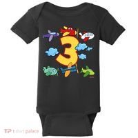 3rd Birthday Boy Airplane Pilot 3 Years Birthday Baby Bodysuit thumb 0