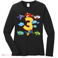 3rd Birthday Boy Airplane Pilot 3 Years Birthday Women's Long Sleeve Shirt thumb 0
