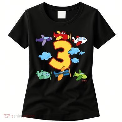 3rd Birthday Boy Airplane Pilot 3 Years Birthday Women's T-Shirt