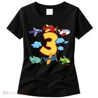 3rd Birthday Boy Airplane Pilot 3 Years Birthday Women's T-Shirt thumb 0