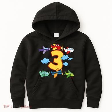 3rd Birthday Boy Airplane Pilot 3 Years Birthday Kids Hoodie