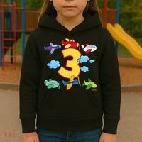 3rd Birthday Boy Airplane Pilot 3 Years Birthday Kids Hoodie thumb 3