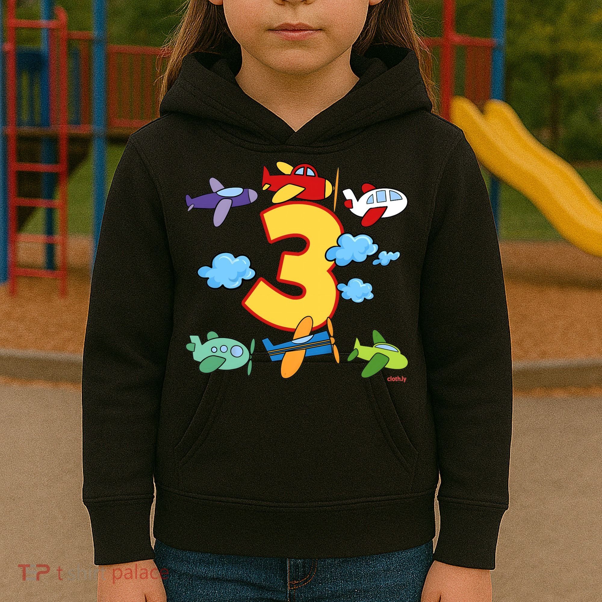 3rd Birthday Boy Airplane Pilot 3 Years Birthday Kids Hoodie