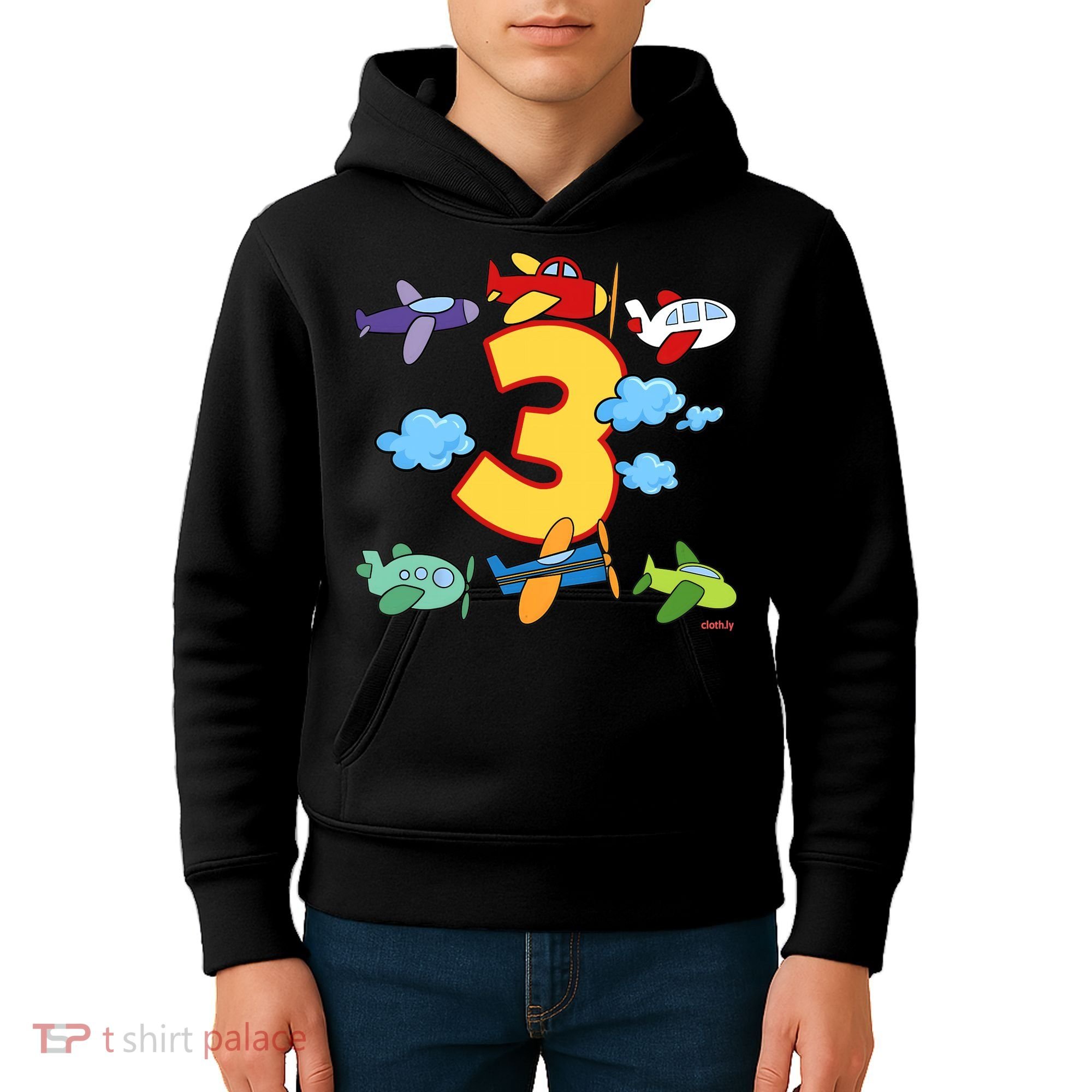 3rd Birthday Boy Airplane Pilot 3 Years Birthday Kids Hoodie