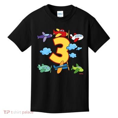3rd Birthday Boy Airplane Pilot 3 Years Birthday Kids T-Shirt