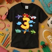 3rd Birthday Boy Airplane Pilot 3 Years Birthday Kids T-Shirt thumb 3