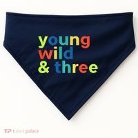 3rd Birthday Boy Funny Young Wild & Three USA-Made Doggie Bandana thumb 0