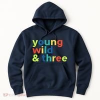 3rd Birthday Boy Funny Young Wild & Three Hoodie thumb 0