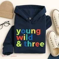 3rd Birthday Boy Funny Young Wild & Three Hoodie thumb 4