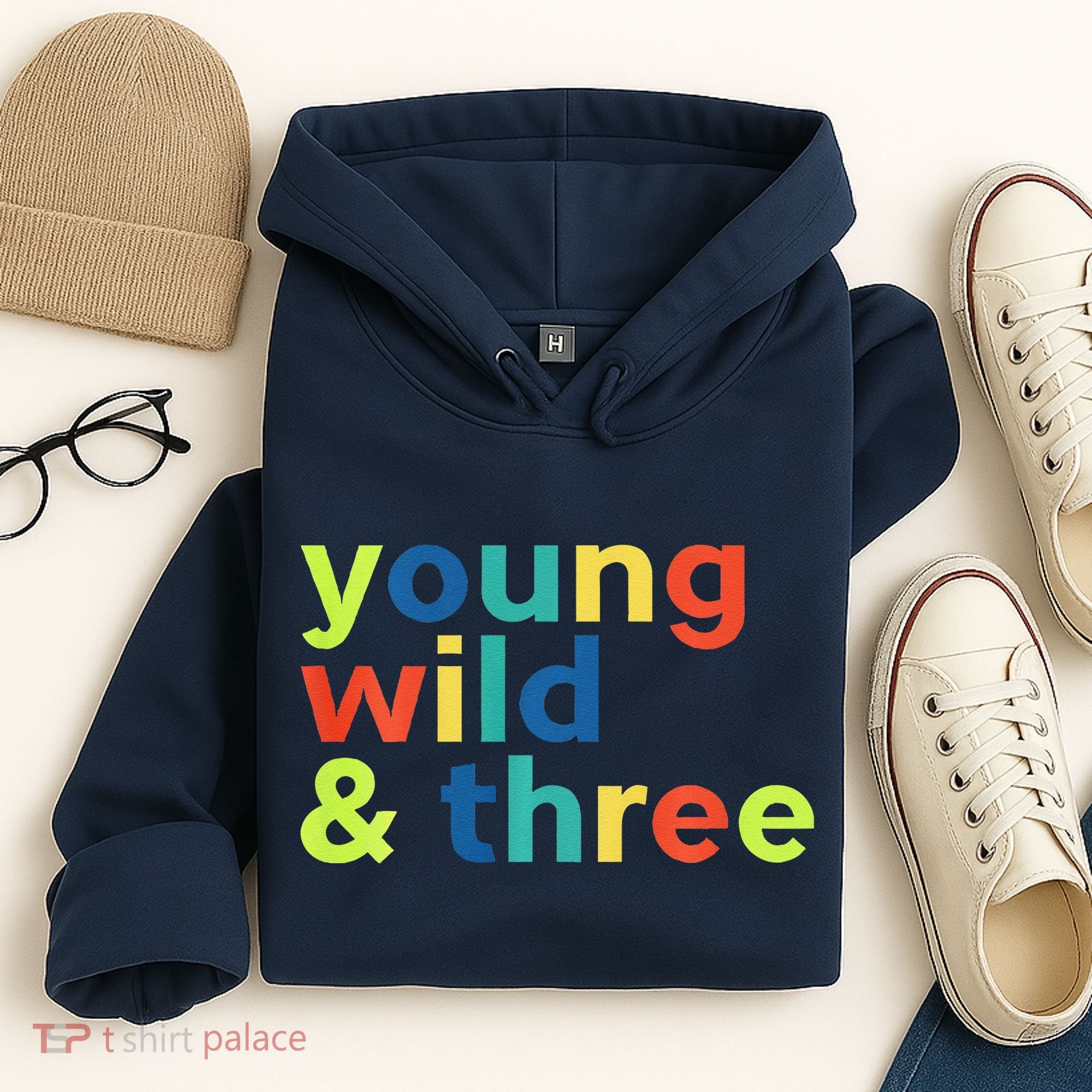 3rd Birthday Boy Funny Young Wild & Three Hoodie