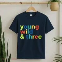 3rd Birthday Boy Funny Young Wild & Three T-Shirt thumb 2