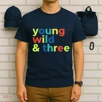 3rd Birthday Boy Funny Young Wild & Three T-Shirt thumb 6