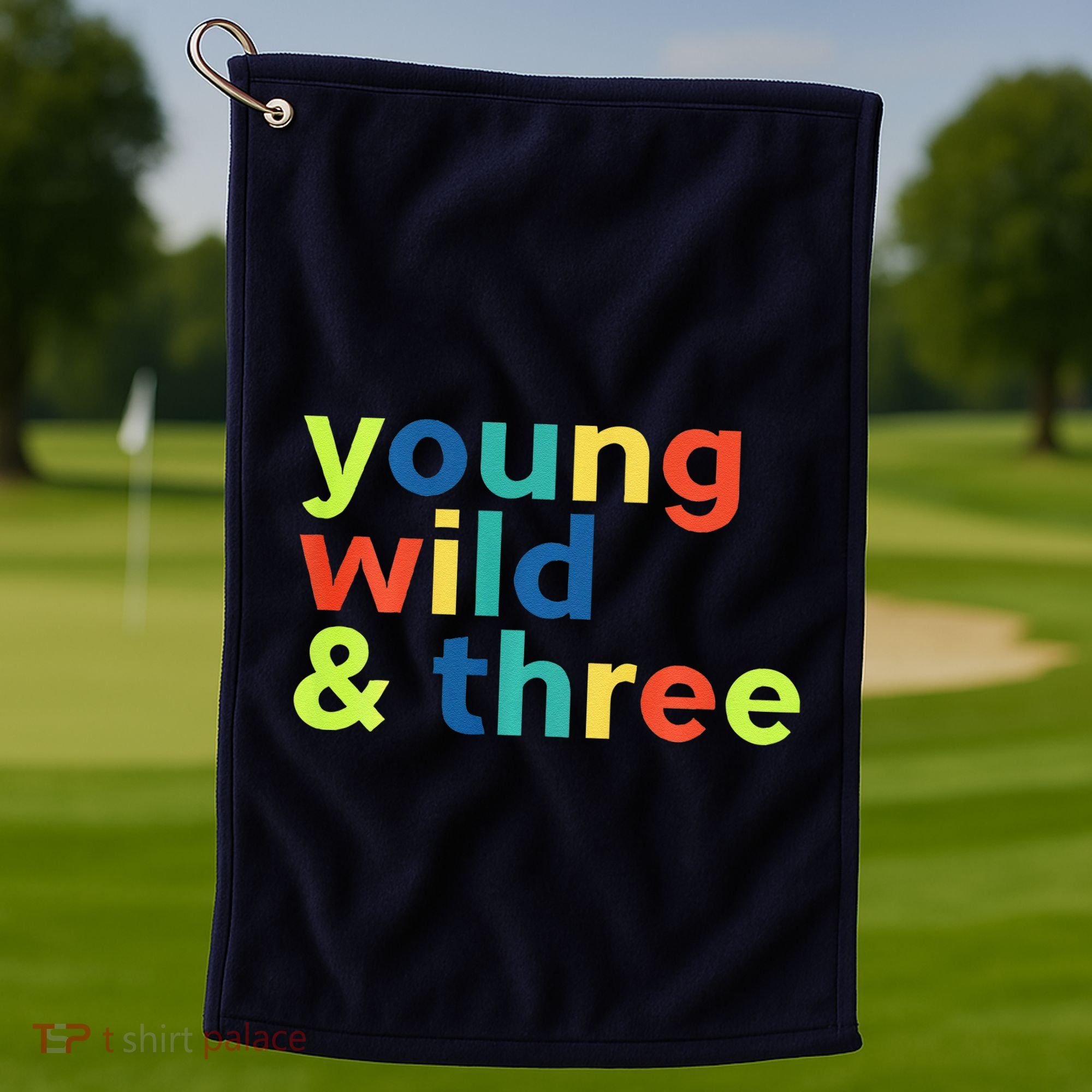 3rd Birthday Boy Funny Young Wild & Three Golf Towel