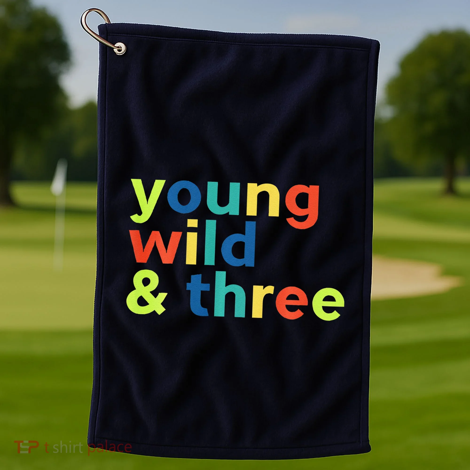 3rd Birthday Boy Funny Young Wild & Three Golf Towel