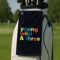 3rd Birthday Boy Funny Young Wild & Three Golf Towel thumb 2