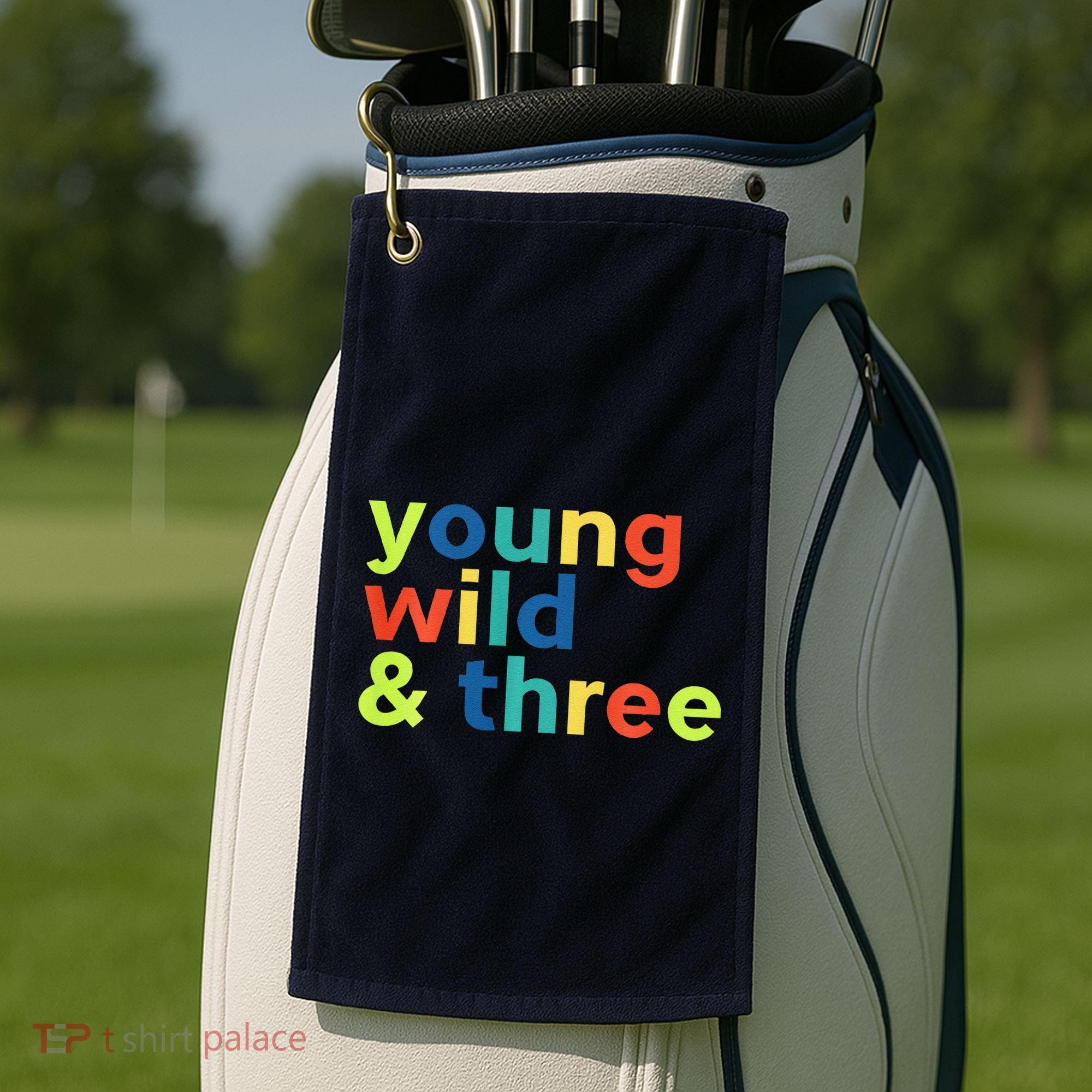 3rd Birthday Boy Funny Young Wild & Three Golf Towel