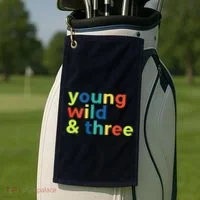 3rd Birthday Boy Funny Young Wild & Three Golf Towel thumb 2