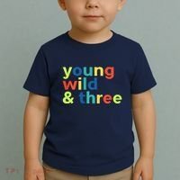 3rd Birthday Boy Funny Young Wild & Three Toddler T-Shirt thumb 2