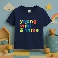 3rd Birthday Boy Funny Young Wild & Three Toddler T-Shirt thumb 3