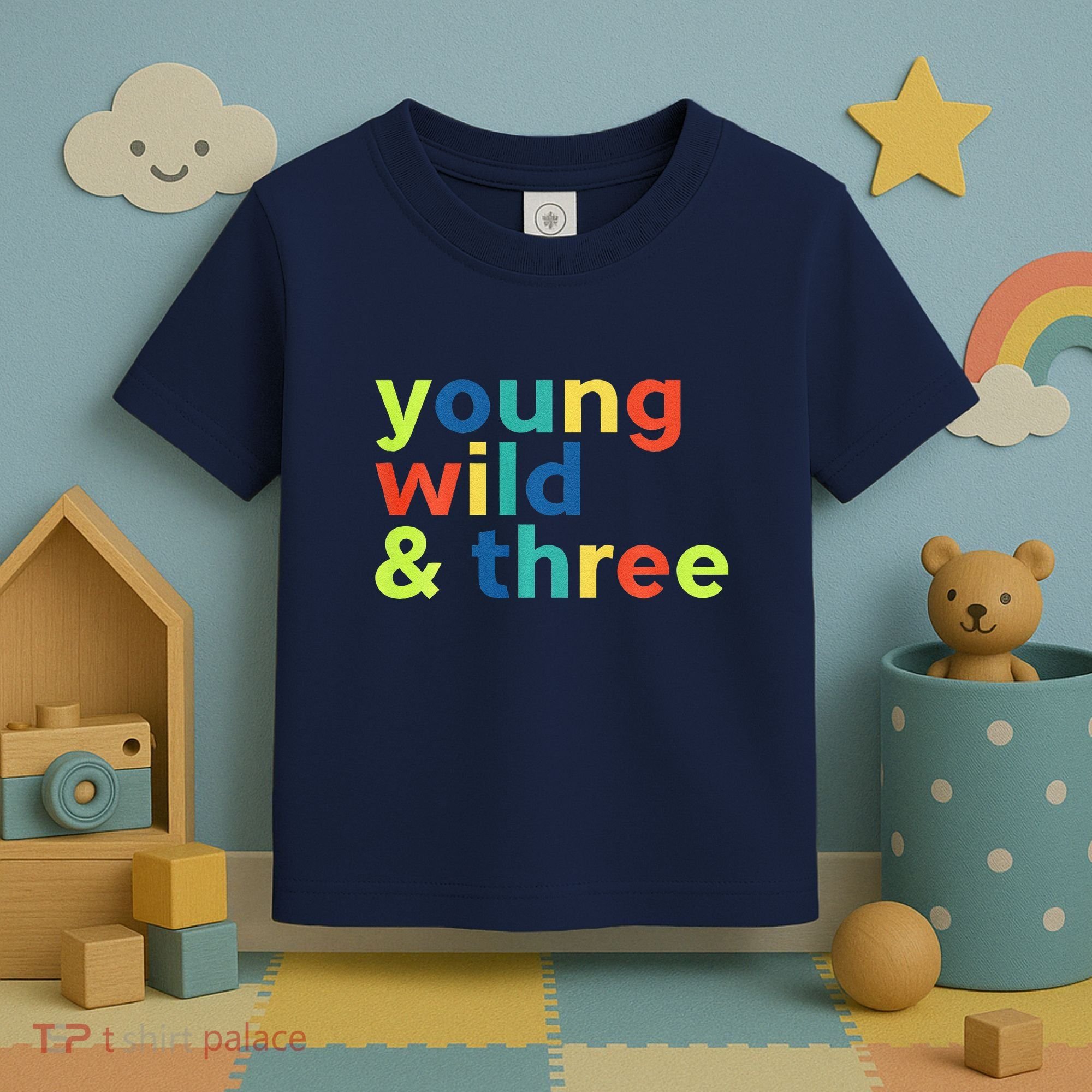 3rd Birthday Boy Funny Young Wild & Three Toddler T-Shirt