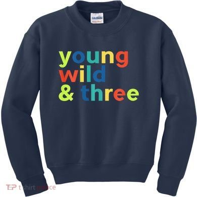 3rd Birthday Boy Funny Young Wild & Three Kids Sweatshirt