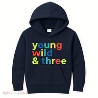 3rd Birthday Boy Funny Young Wild & Three Kids Hoodie thumb 0