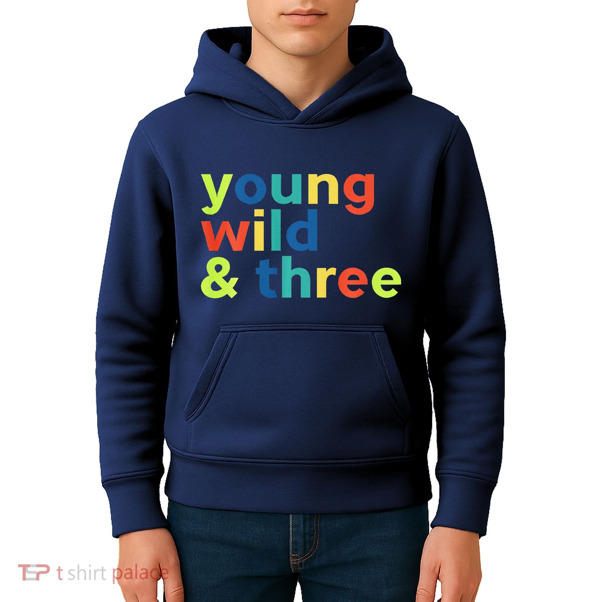 3rd Birthday Boy Funny Young Wild & Three Kids Hoodie