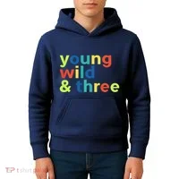 3rd Birthday Boy Funny Young Wild & Three Kids Hoodie thumb 4