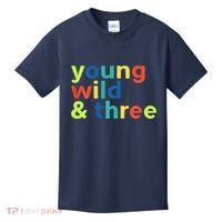 3rd Birthday Boy Funny Young Wild & Three Kids T-Shirt thumb 0