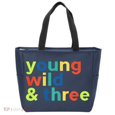 3rd Birthday Boy Funny Young Wild & Three Tote Bag