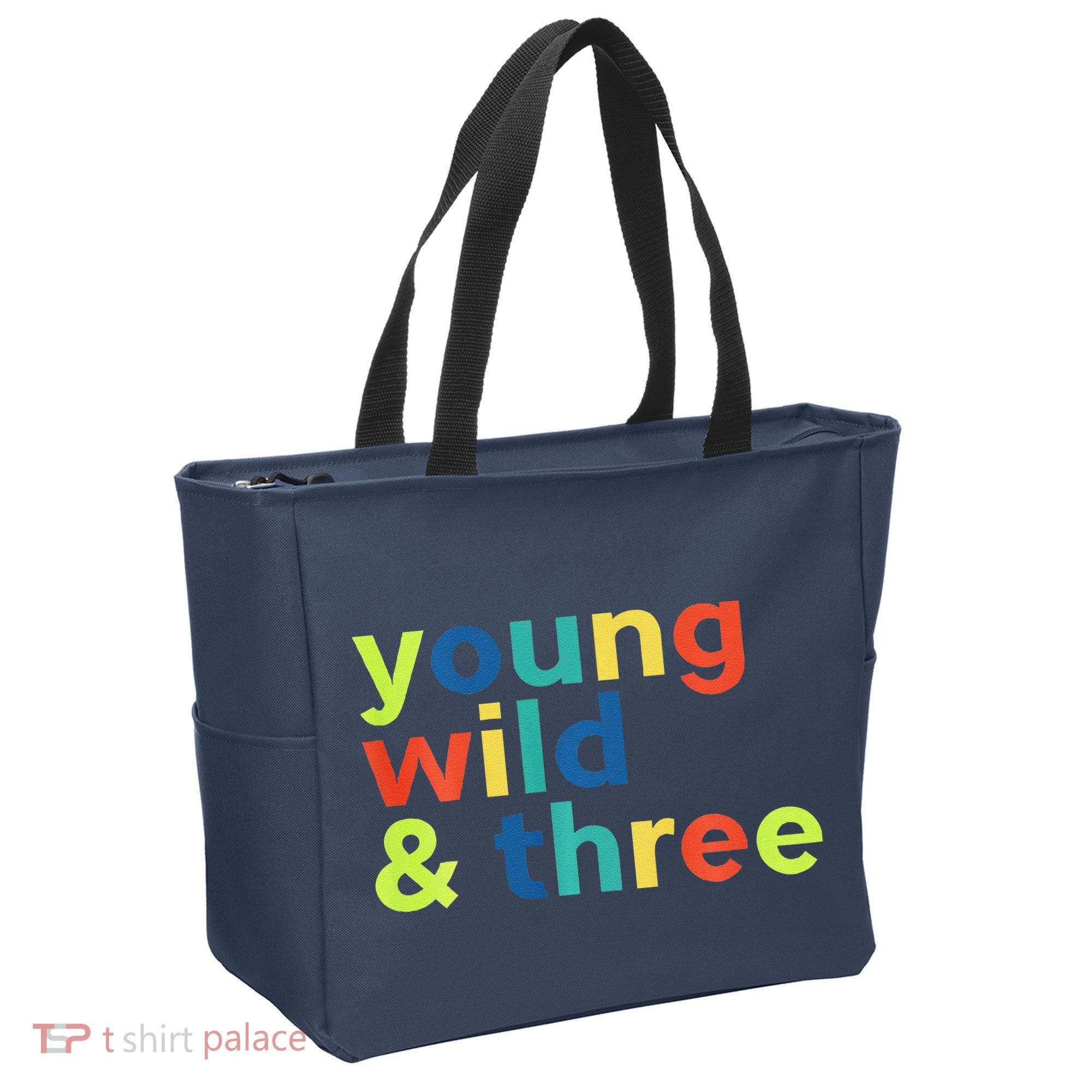 3rd Birthday Boy Funny Young Wild & Three Tote Bag