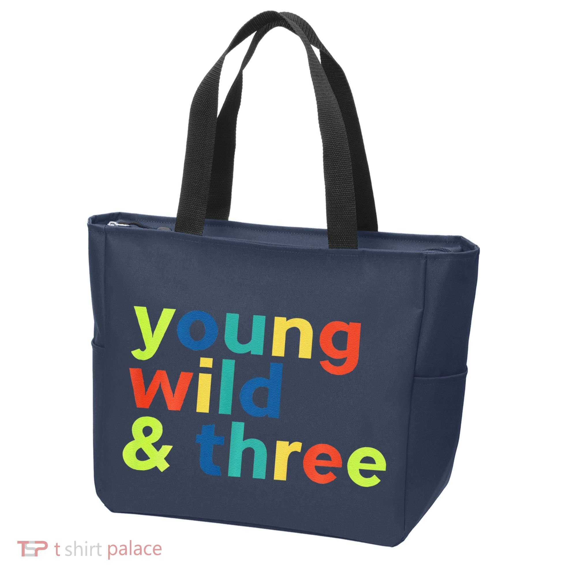 3rd Birthday Boy Funny Young Wild & Three Tote Bag
