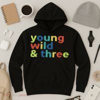 3rd Birthday Boy Funny Young Wild & Three Hoodie thumb 3