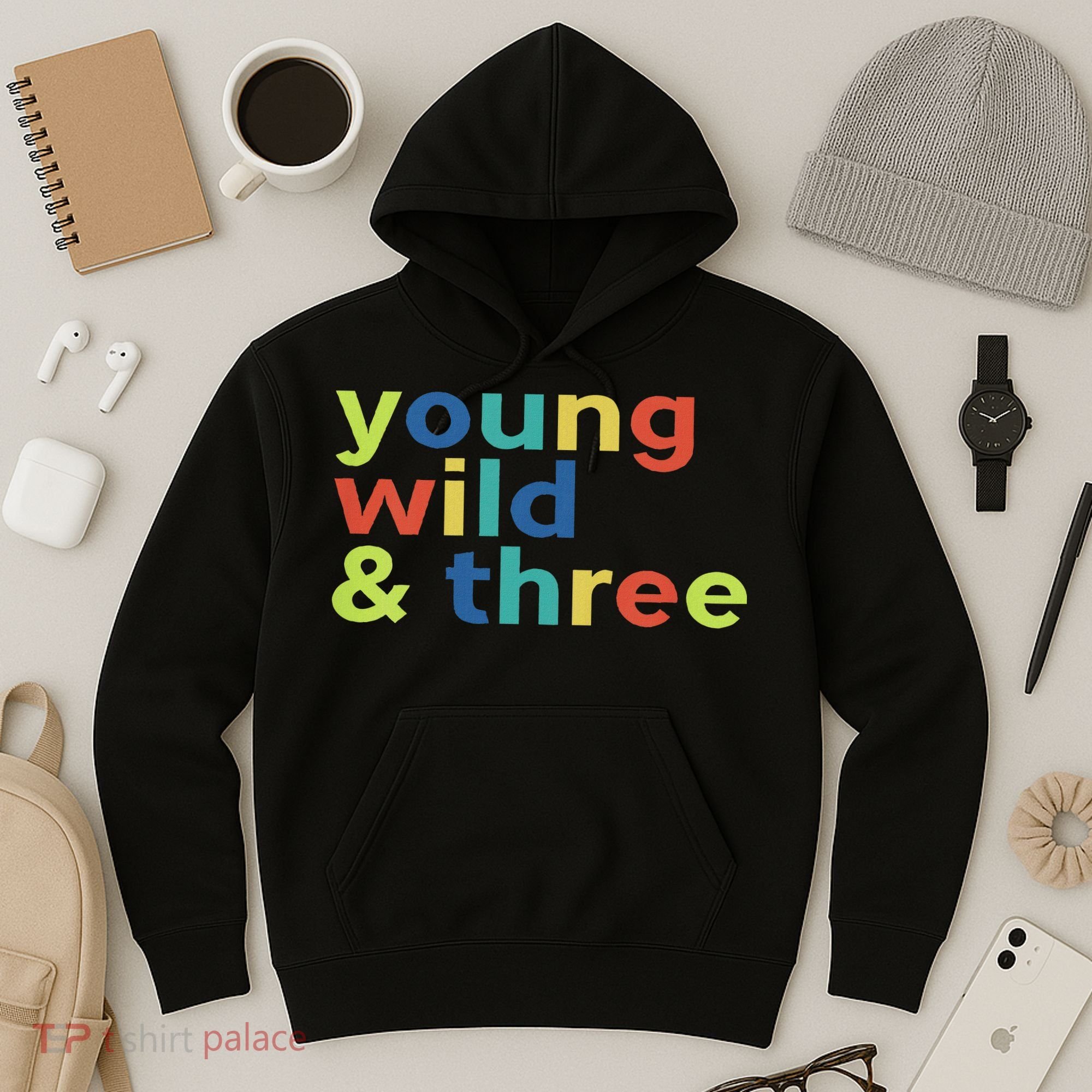 3rd Birthday Boy Funny Young Wild & Three Hoodie