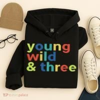 3rd Birthday Boy Funny Young Wild & Three Hoodie thumb 4