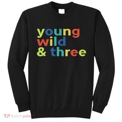 3rd Birthday Boy Funny Young Wild & Three Sweatshirt