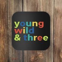 3rd Birthday Boy Funny Young Wild & Three Coaster thumb 0