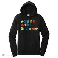 3rd Birthday Boy Funny Young Wild & Three Women's Hoodie thumb 0