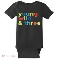 3rd Birthday Boy Funny Young Wild & Three Baby Bodysuit thumb 0