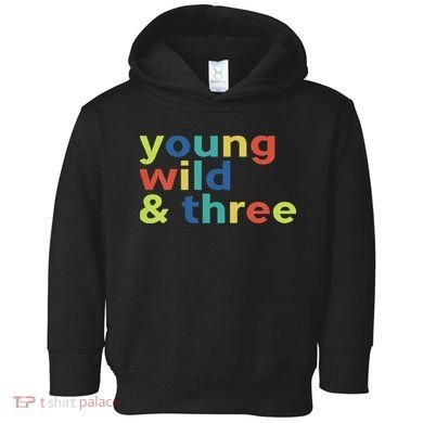 3rd Birthday Boy Funny Young Wild & Three Toddler Hoodie