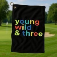 3rd Birthday Boy Funny Young Wild & Three Golf Towel thumb 1