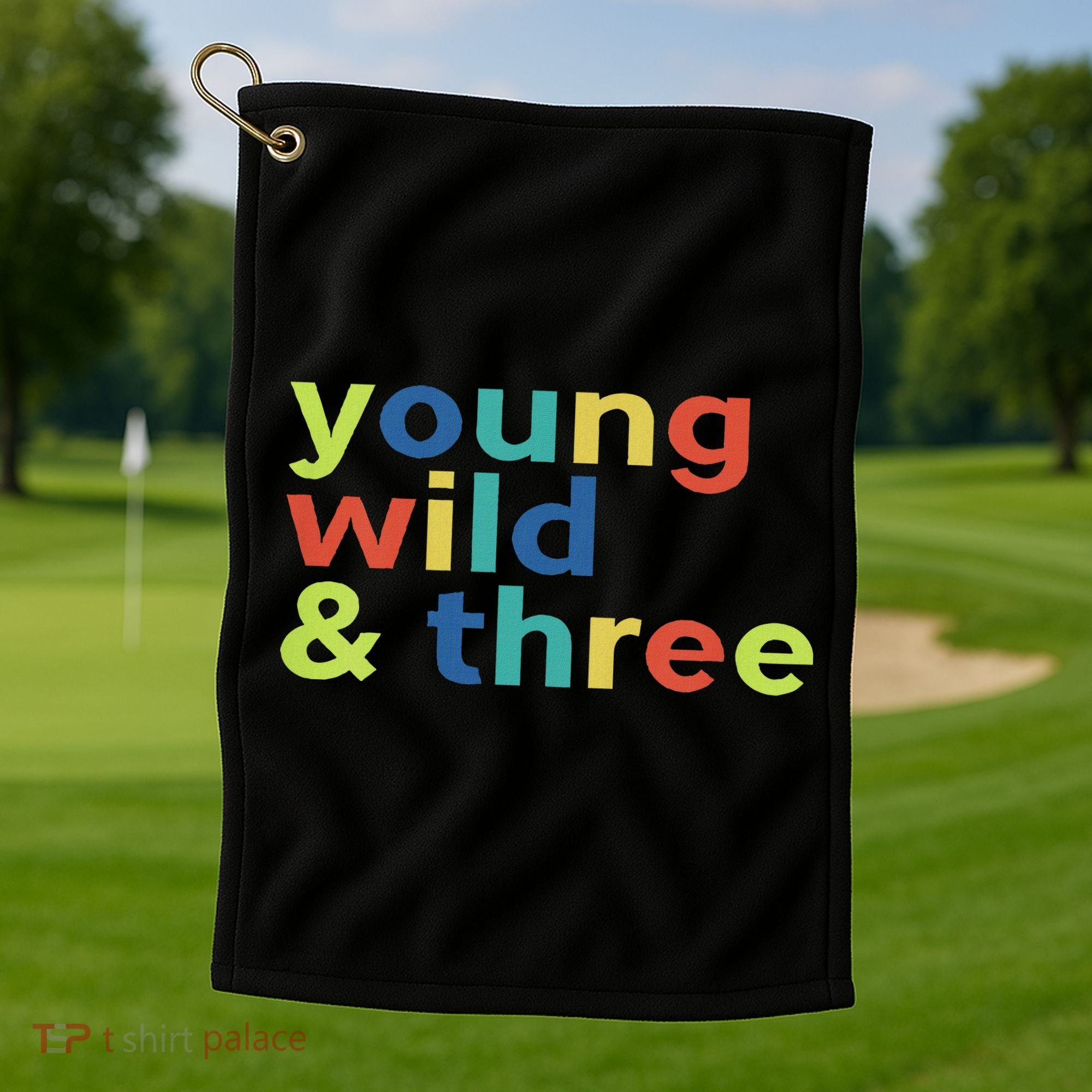 3rd Birthday Boy Funny Young Wild & Three Golf Towel