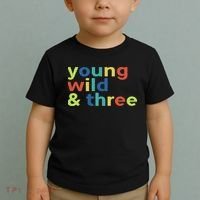 3rd Birthday Boy Funny Young Wild & Three Toddler T-Shirt thumb 2