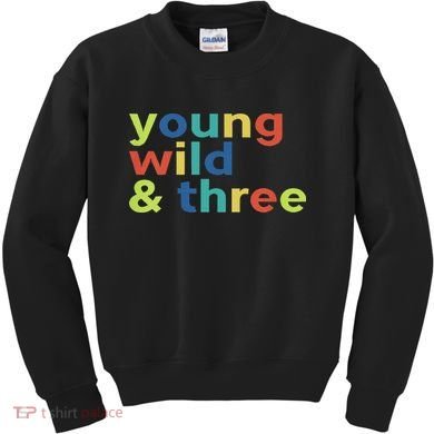 3rd Birthday Boy Funny Young Wild & Three Kids Sweatshirt