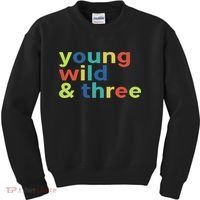 3rd Birthday Boy Funny Young Wild & Three Kids Sweatshirt thumb 0