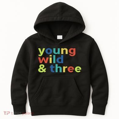 3rd Birthday Boy Funny Young Wild & Three Kids Hoodie