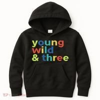 3rd Birthday Boy Funny Young Wild & Three Kids Hoodie thumb 0