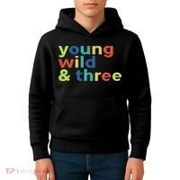 3rd Birthday Boy Funny Young Wild & Three Kids Hoodie thumb 4