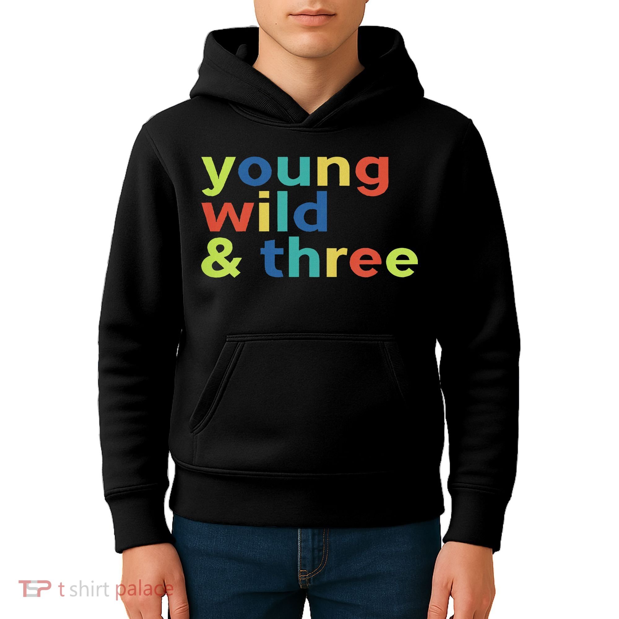 3rd Birthday Boy Funny Young Wild & Three Kids Hoodie