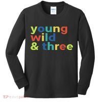 3rd Birthday Boy Funny Young Wild & Three Kids Long Sleeve Shirt thumb 0